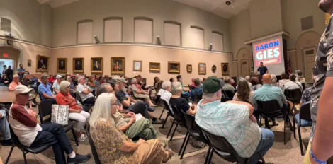 Aaron Gies hosts town hall meeting in city